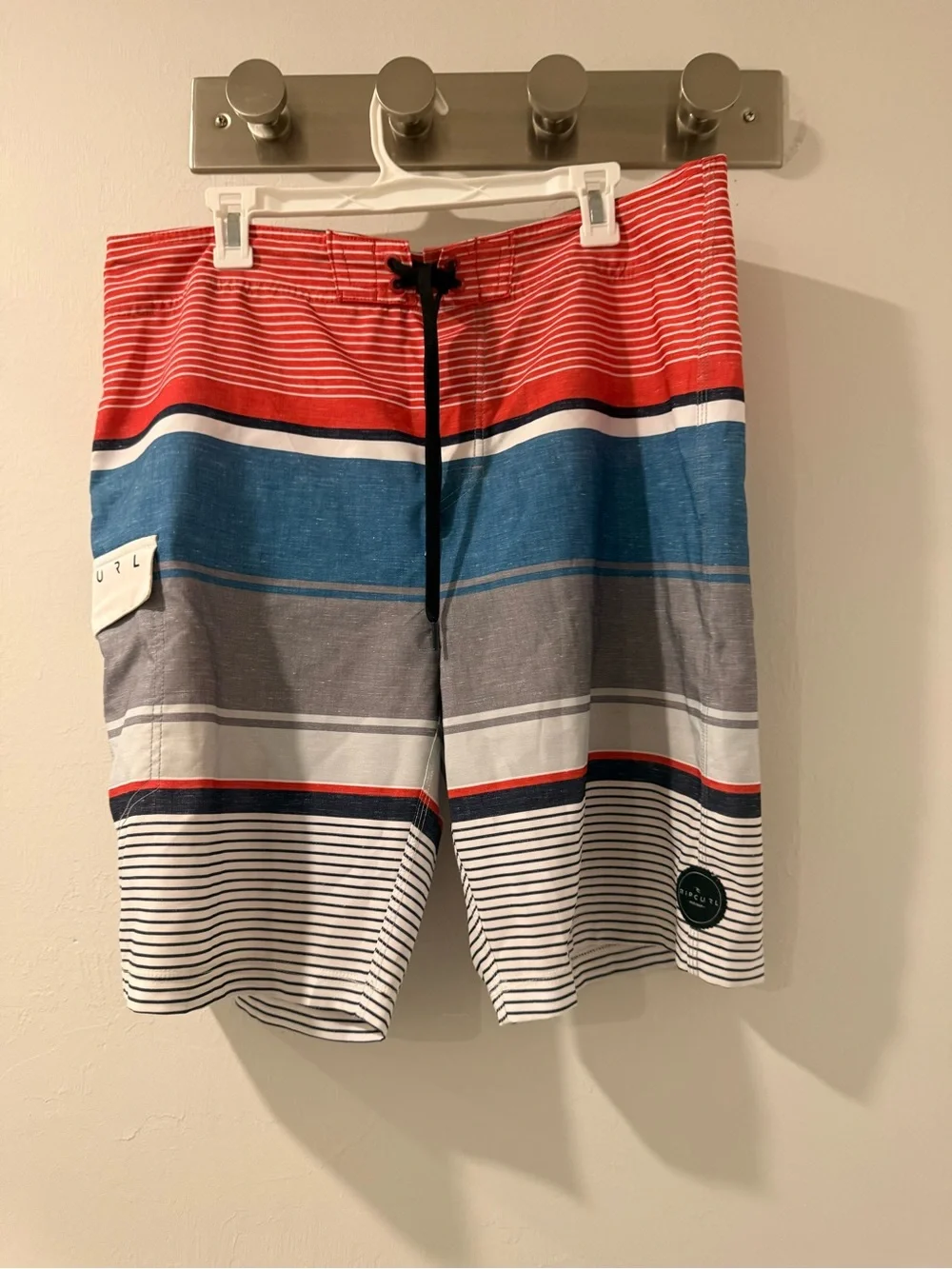 Rip Curl Men's Red & Blue Striped Surf Swim Boardshorts Coastal Vacation